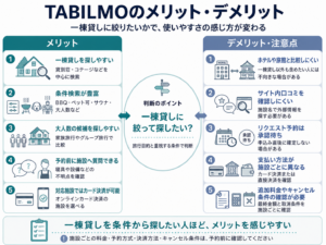 TABILMOのメリットとデメリットを一目で確認する図解