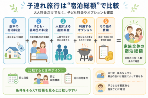 子連れ旅行の宿泊総額を「大人・子ども料金＋オプションなど」で整理した図