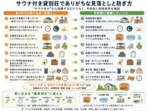 サウナ付き貸別荘でありがちな見落としと予約前の防ぎ方