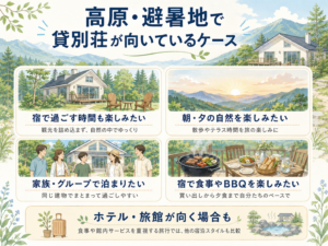 高原・避暑地の旅行で貸別荘が向いているケース