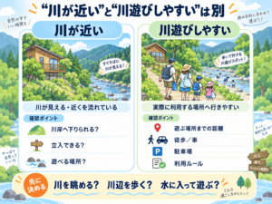 「川が近い」と「川遊びしやすい」の違い