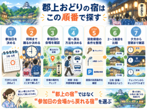 郡上おどりの宿泊先を探す手順