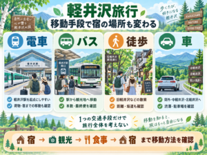 軽井沢の宿泊旅行で考えたい「車・電車・バス・徒歩」の使い分け