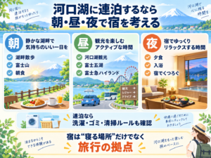 河口湖連泊で考えたい「朝・昼・夜」の宿の役割