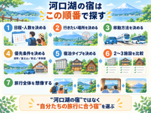 河口湖の宿泊先を探す手順