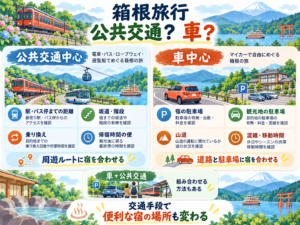 箱根旅行の「公共交通中心」と「車中心」の違い